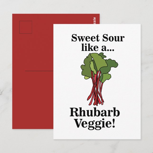 Cartão Postal Comida de Legume de Ruibarbo Engraçado (Frente/Verso)
