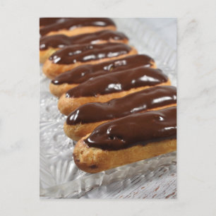 Cartão Postal Comida Fotografia Boston Cream Cheia Eclairs
