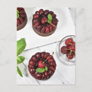 Cartão Postal Comida Fotografia Chocolate Cherry Tartlets
