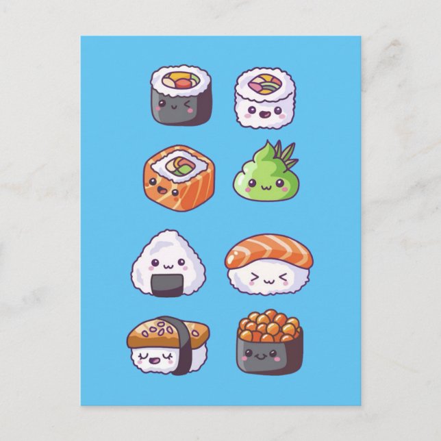 Cartão Postal Comida japonesa Sushi Roll (Frente)