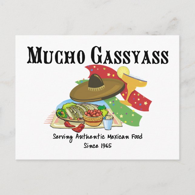 Cartão Postal Comida mexicana Mucho Gassyass (Frente)
