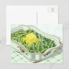 Cartão Postal Comida Vintage, Casserol Verde Bean com Manteiga