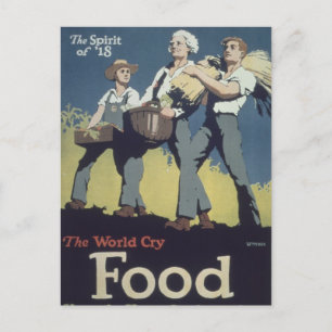 Cartão Postal Comida WWI - Cartoon Vintage
