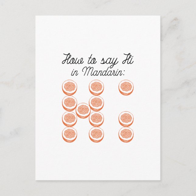 Cartão Postal Como Dizer Oi Em Mandarim (Frente)