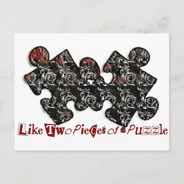 Cartão Postal Como duas peças de um Quebra-cabeça (Frente)