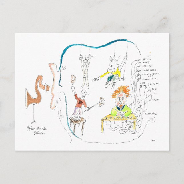 Cartão Postal Como funciona o ouvido (Frente)