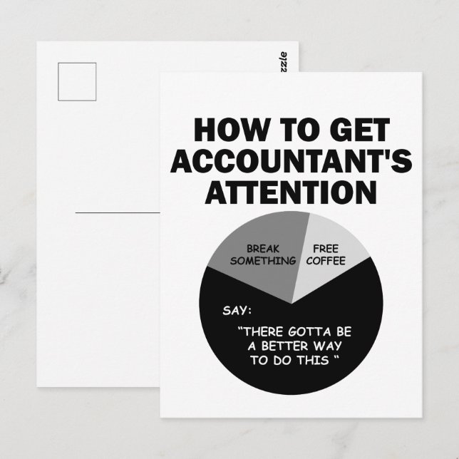 Cartão Postal Como Obter Atenção do Contador Quebre Algo (Frente/Verso)