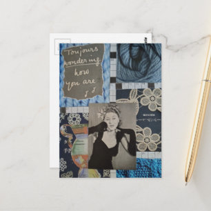 Cartão Postal Como Você É Mulher Vintage e Texturas Colagem
