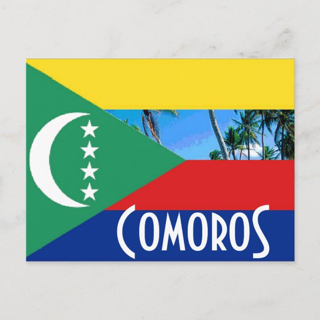 Cartão Postal Comores: bandeira das Ilhas Comoro (Frente)