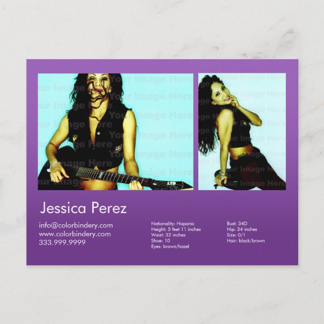 Cartão Postal Comp de Captura de Cabeça Violeta de Ator de 2 Lad (Frente)