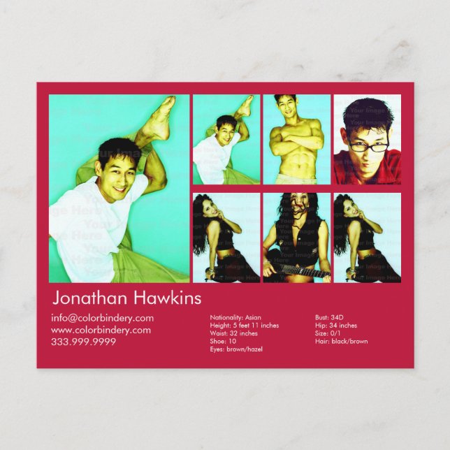 Cartão Postal Comp de Captura Vermelha de Ator e Modelo de 2 Lad (Frente)