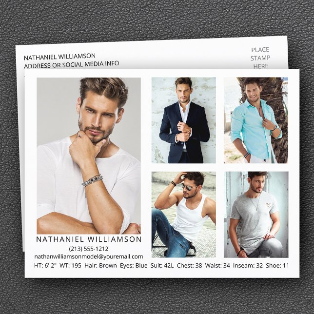 Cartão postal Comp de Modelo 5 Fotografias Moderno (Customize to add more text to back of postcard.)