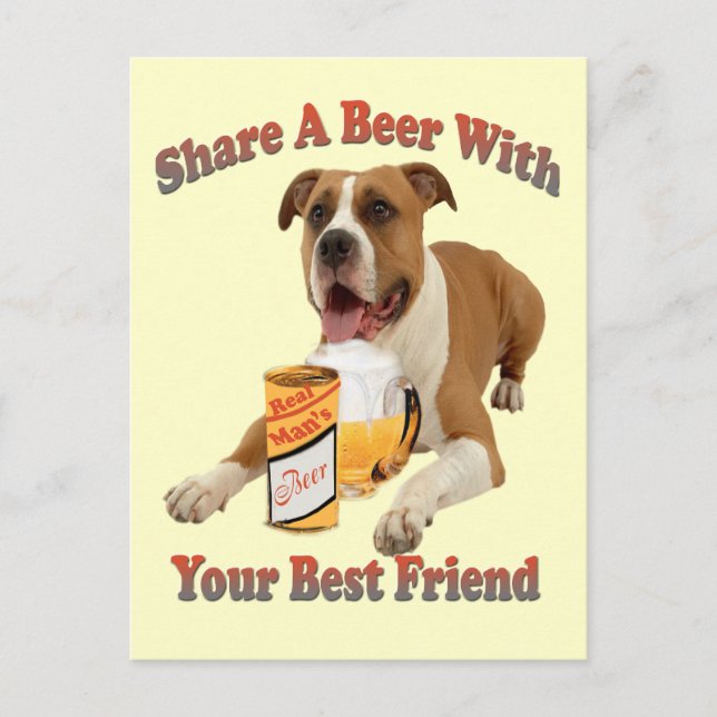 Cartão Postal Compartilhe uma cerveja com o Boxer (Frente)