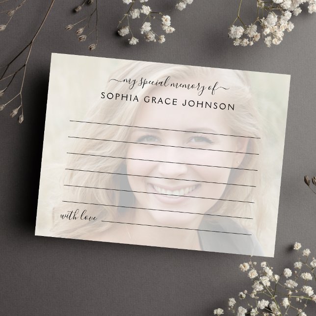 Cartão Postal Compartilhe uma Foto de Memória no Funeral (Photo Memorial Share A Memory Card)