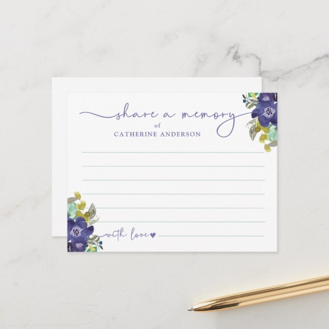 Cartão Postal Compartilhe Uma Memória Floral Elegante Roteiro Fu (Frente/Verso In Situ)