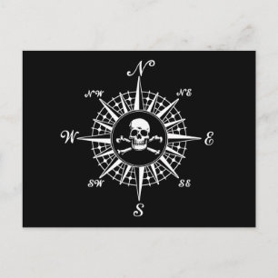 Cartão Postal Compass Rosa Skull 1