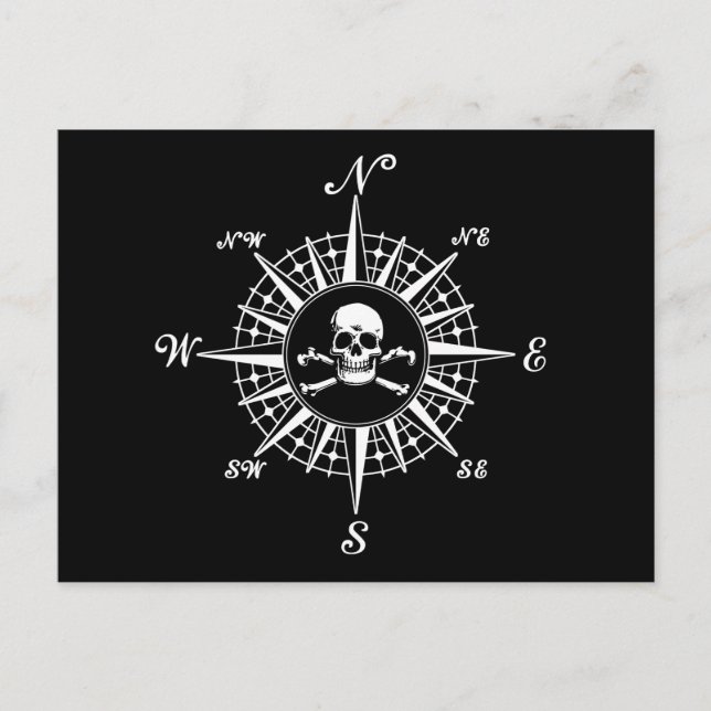 Cartão Postal Compass Rosa Skull 1 (Frente)