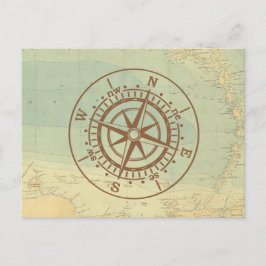 Cartão Postal Compassar no antigo mapa viagem náutico