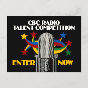 Cartão Postal Competição de rádio CBC para talentos - promoção