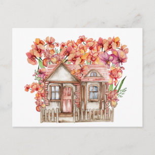 Cartão Postal Composição aquosa de uma antiga fazenda de madeira