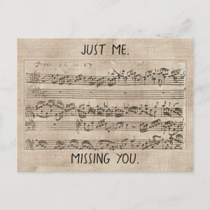 Cartão Postal Composição de Música 1700s Manuscrita Fugue Bach