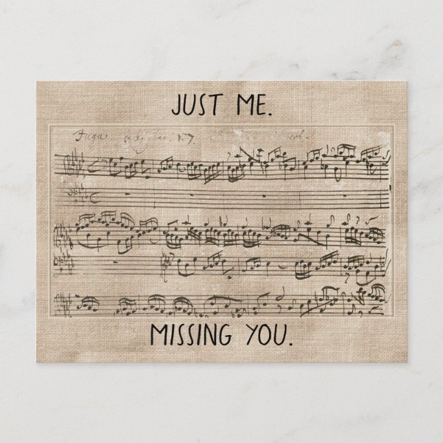 Cartão Postal Composição de Música 1700s Manuscrita Fugue Bach (Frente)