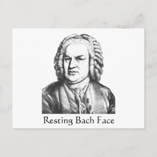 Cartão Postal Compositor de Música Clássica de Bach Face em Desc
