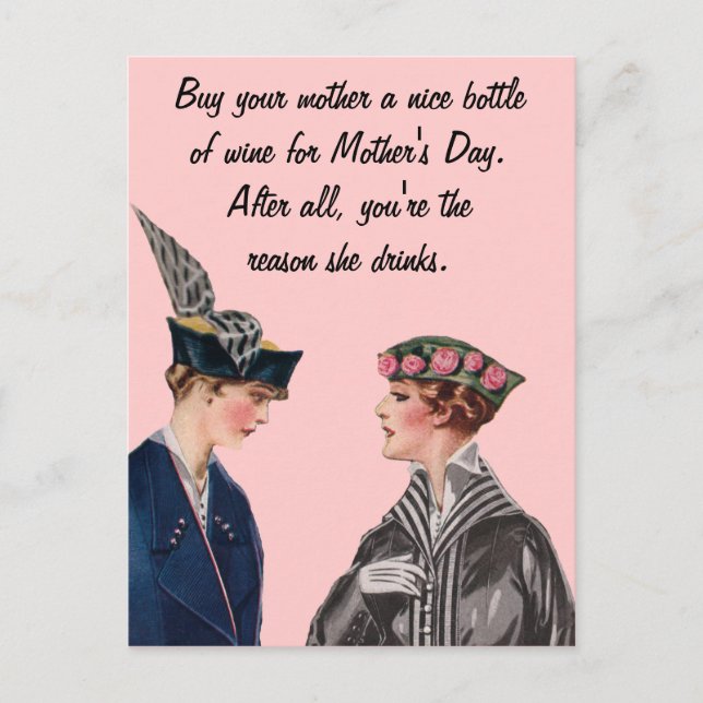 Cartão Postal Comprar À Sua Mãe Uma Garrafa De Vinho (Frente)