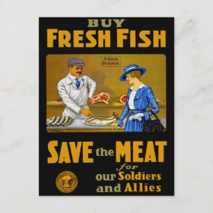Cartão Postal Compre peixes frescos o vintage retro WW1