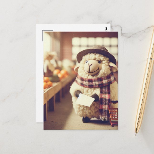 Cartão Postal Compro Adorável de Ovinos (Frente/Verso In Situ)