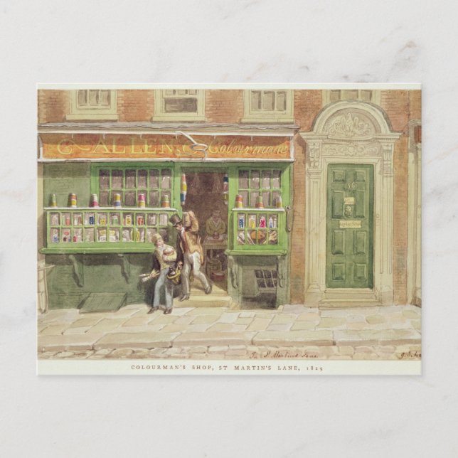 Cartão Postal Compro de Colorman, Rua Martin's Lane, 1829 (Frente)