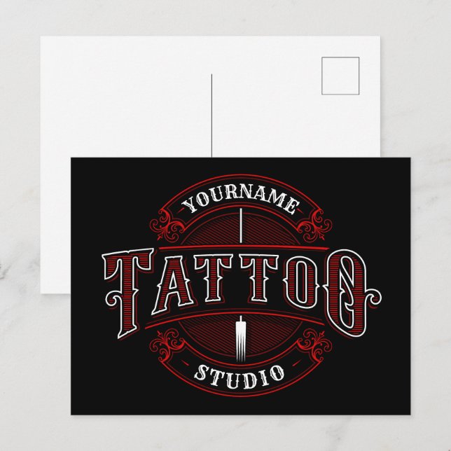 Cartão Postal Compro Tatto Studio de NOME ADD do Estilo Tradicio (Frente/Verso)