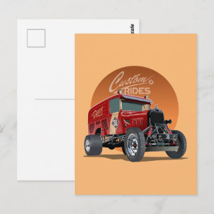 Cartão Postal Conceito de carro de corrida retrô personalizado