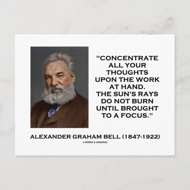 Cartão Postal Concentre todos os seus pensamentos sobre a citaçã (Frente)