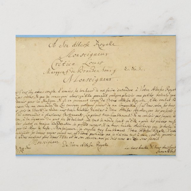 Cartão Postal Concertos de Brandenburger da dedicação escrita à (Frente)