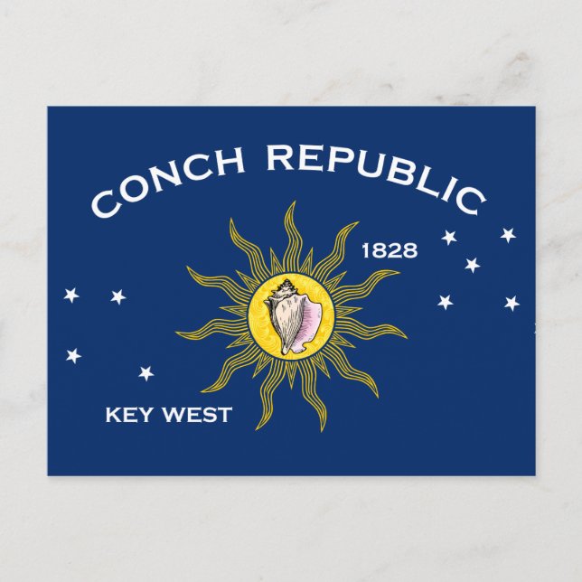 Cartão Postal Conch Republic Flag Key West Florida (Frente)