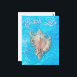 Cartão Postal Conch Shell "Beach Life"<br><div class="desc">Conch Shell "Beach Life" 3 Ring Binder Proclaim your love of the "Beach Life". A delicately pink tinted conch shell so realistic you can almost hear the ocean. "Beach Life" is prominently displayed in a playful font, reminding you of the carefree days spent by the water, and evokes the feeling...</div>