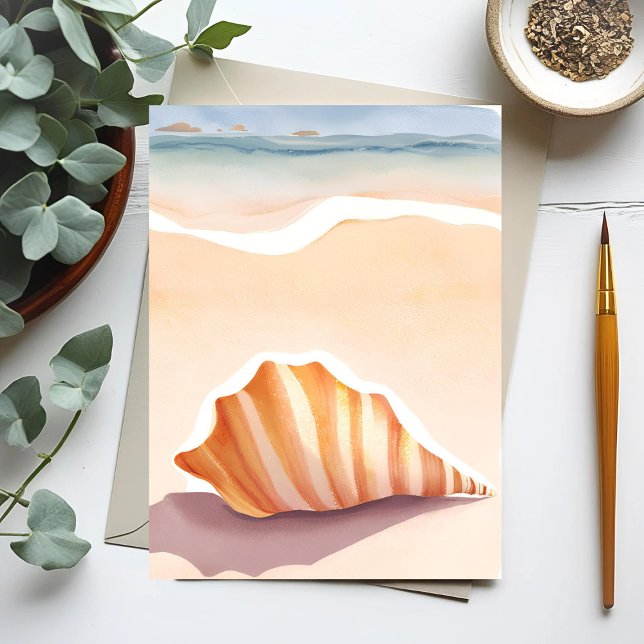 Cartão Postal Conch Shell | Ocean Seashell Coastal Beach (Criador carregado)