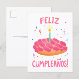 Cartão Postal Concha de Pão Doce de Aniversário em Espanhol