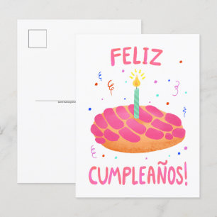 Cartão Postal Concha de Pão Doce de Aniversário em Espanhol