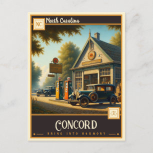 Cartão Postal Concord, Carolina do Norte Vintage