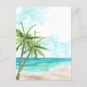 Cartão Postal Concurso de coco de praia de onda azul-oceânica