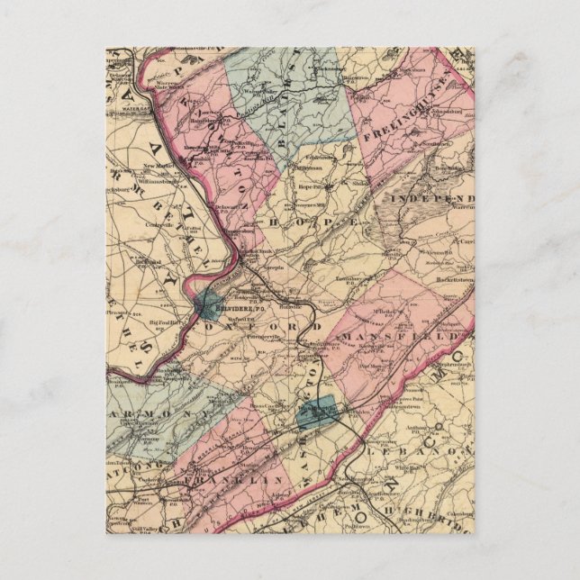 Cartão Postal Condado de Warren, NJ (Frente)