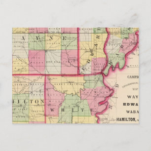 Cartão Postal Condados de Wayne, Edwards, Wabash, Hamilton, Whit
