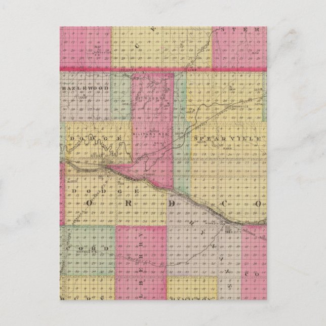 Cartão Postal Condados Hodgeman e Ford, Bellefont, Kansas (Frente)