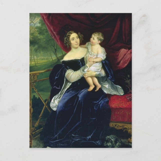 Cartão Postal Condessa Olga Ivanovna Orlov com sua filha (Frente)