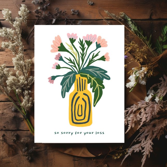 Cartão Postal Condolências pela perda de flores personalizada (Condolences Sorry for Loss Vase of Flowers Custom Postcard
)