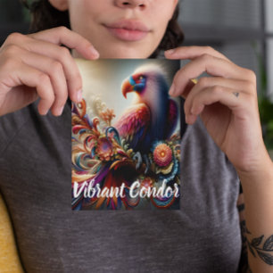 Cartão Postal Condor Vibrante Empoleirado no Topo de um Galho de