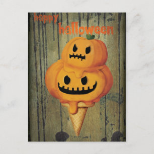 Cartão Postal Cone de Sorvete de Abóbora de Halloween