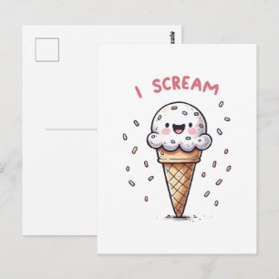 Cartão Postal Cone de Sorvete I Scream com Confeitos